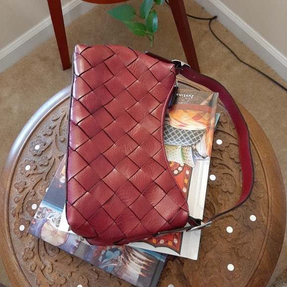 Wilson Leather Red Leather Woven Handbag - Picture 2 of 6